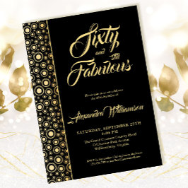 Invitación Sesenta y Fabuloso Elegante Oro Negro 60 cumpleaño