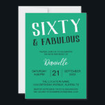 Invitación Sesenta y fabuloso Green 60 cumpleaños<br><div class="desc">Hacerla inolvidable su sexagésimo cumpleaños con este elegante diseño verde "Sesenta y Fabuloso". Ideal para las invitaciones elegantes, la decoración fiesta y los regalos de mantenimiento. Este diseño de personalizable aporta un toque de glam y personalidad a cualquier celebración histórica. Explore la colección completa de los sesenta y fabulosos cumpleaños...</div>