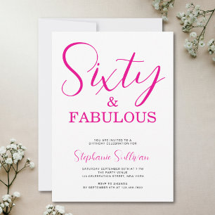 Invitación Sesenta y Fabuloso Guión Rosa Cumpleaños 60