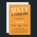 Invitación Sesenta y fabuloso Naranja 60 cumpleaños<br><div class="desc">Hagan que su sexagésimo cumpleaños sea inolvidable con este elegante diseño naranja "Sesenta y Fabuloso". Ideal para las invitaciones elegantes, la decoración fiesta y los regalos de mantenimiento. Este diseño de personalizable aporta un toque de glam y personalidad a cualquier celebración histórica. Explore la colección completa de los sesenta y...</div>