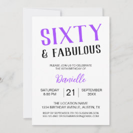 Invitación Sesenta y fabuloso púrpura 60 cumpleaños