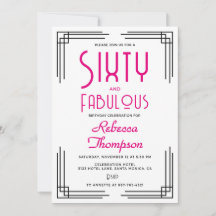 Sesenta y Fabuloso Rosa Caliente Art Deco Cumpleañ