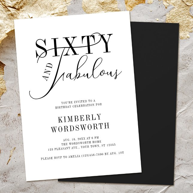 Invitación Sesenta y Fabuloso Script Elegante Cumpleaños 60 (Subido por el creador)