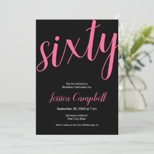 Invitación Sesenta y Fabuloso Script Rosa Cumpleaños 60