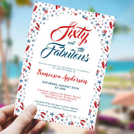 Invitación Sesenta y fabuloso tema de la playa Fiesta de cump
