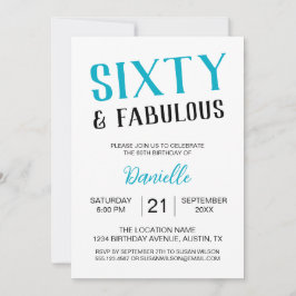 Invitación Sesenta y fabuloso Turquesa 60 cumpleaños