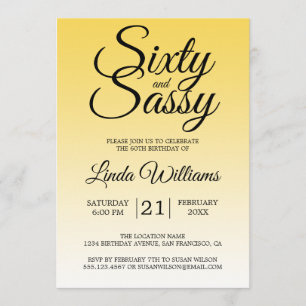 Invitación Sesenta y Sassy Limón Amarillo Ombre 60 Cumpleaños