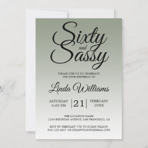 Invitación Sesenta y Sassy Verde Salvia Cumpleaños 60