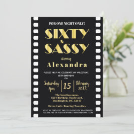 Invitación Sesenta y suaves Oro Negro rugiendo veinte años 60