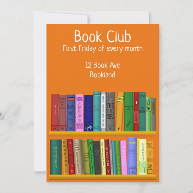 Invitación Sesión del libro del grupo del Bookclub (Anverso)