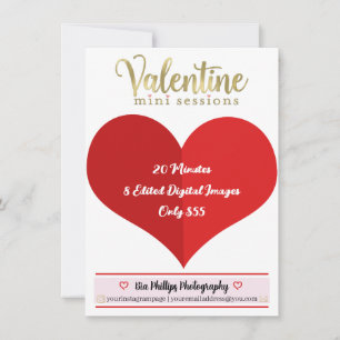 Invitación Sesiones de Fotografía Mini de San Valentín en Oro