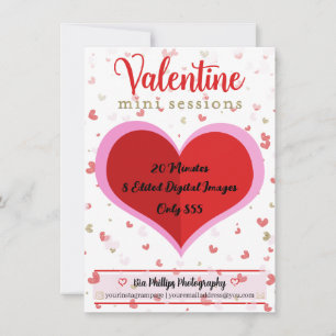 Invitación Sesiones Fotográficas Mini de San Valentín en Rojo