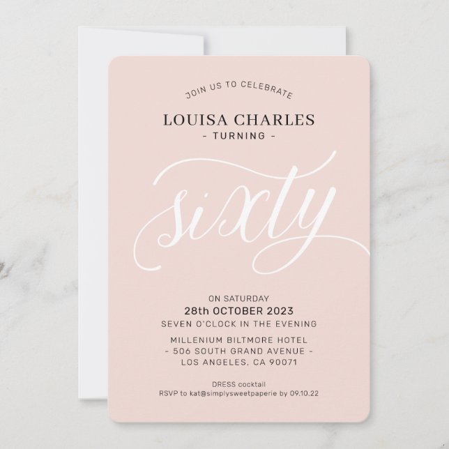 Invitación SESTAD elegante moda de cumpleaños moderno rosa ru (Anverso)