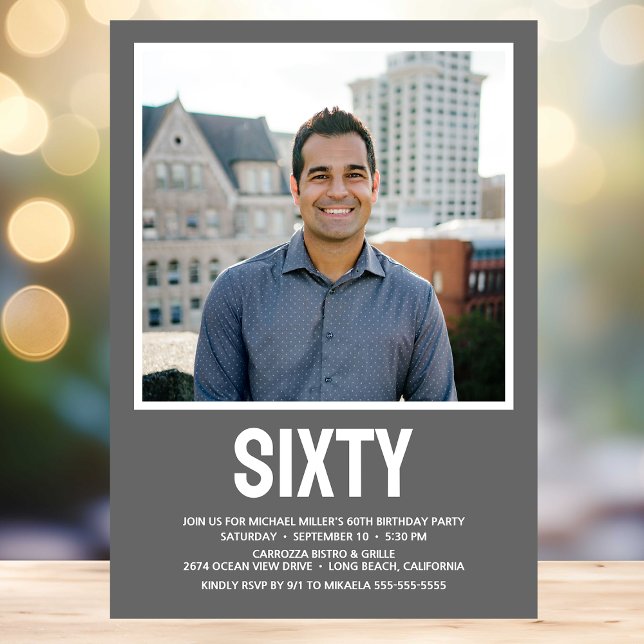 Invitación SESTAD Moderna Foto 60 cumpleaños (Subido por el creador)