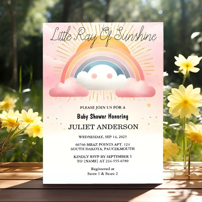 Invitación Set Boy Pink Único Sky Cloud Sunshine Baby Shower (Subido por el creador)