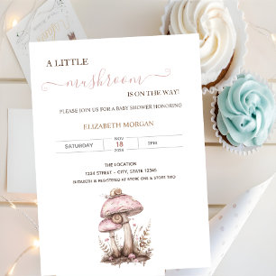 Invitación Setas acuarela Caracol Baby Shower 