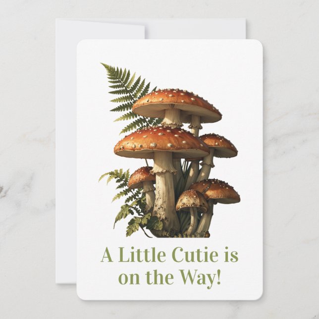 Invitación Setas Amanita Rojas con Helecho Botánico (Anverso)
