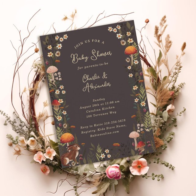 Invitación setas de bosque flores silvestres ducha de bebé gr (Subido por el creador)