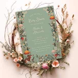 Invitación setas de bosque flores silvestres salchicha ducha 