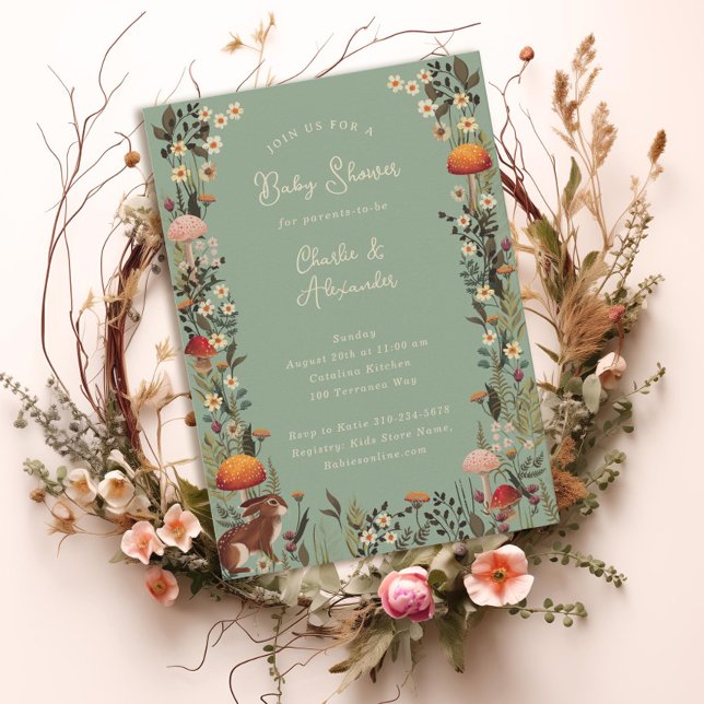 Invitación setas de bosque flores silvestres salchicha ducha  (Subido por el creador)