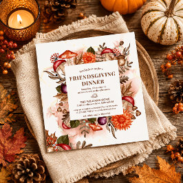 Invitación Setas Elegantes Rústicas Hojas de Otoño Día de Acc