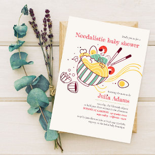 Invitación Setas Italianas Fideos Huevos Shower de Bebé