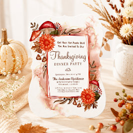 Invitación Setas Rústicas Elegantes Hojas de Otoño Día de Acc