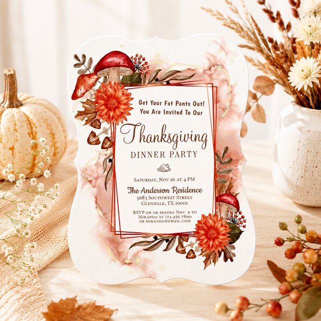 Invitación Setas Rústicas Elegantes Hojas de Otoño Día de Acc (Subido por el creador)