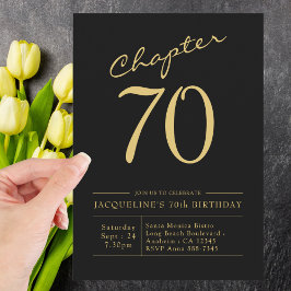 Invitación Setenta Black Gold Fiesta por los 70 años