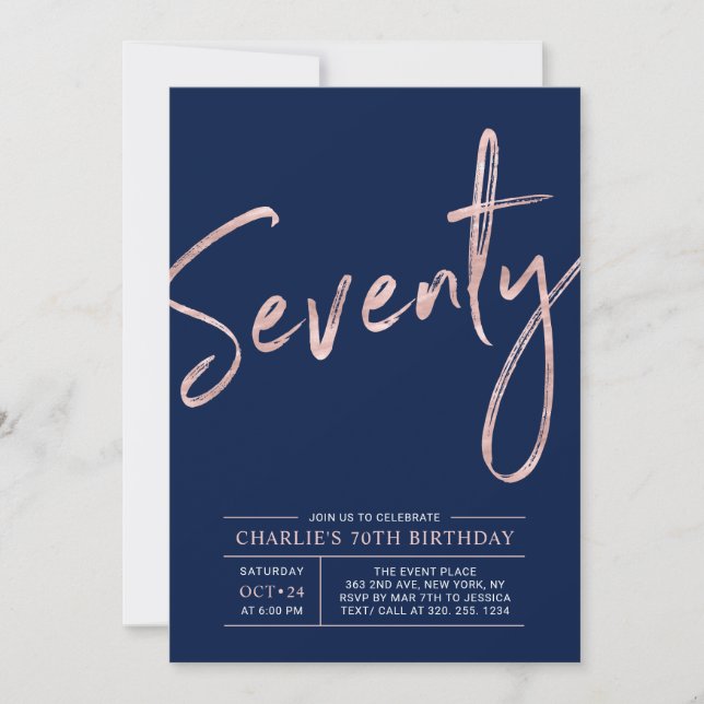 Invitación Setenta | Fiesta de cumpleaños moderna de 70 años  (Anverso)