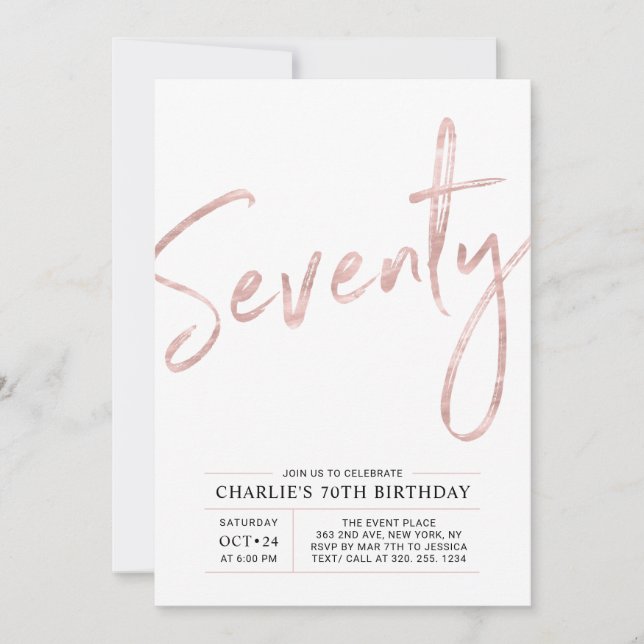 Invitación Setenta | Fiesta de cumpleaños moderna de 70 años  (Anverso)