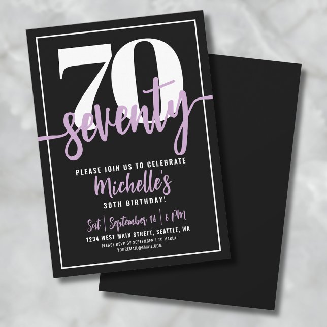 Invitación Setenta Fiesta de Cumpleaños Moderno 70 (Seventy Modern 70th Birthday Party Invitation)