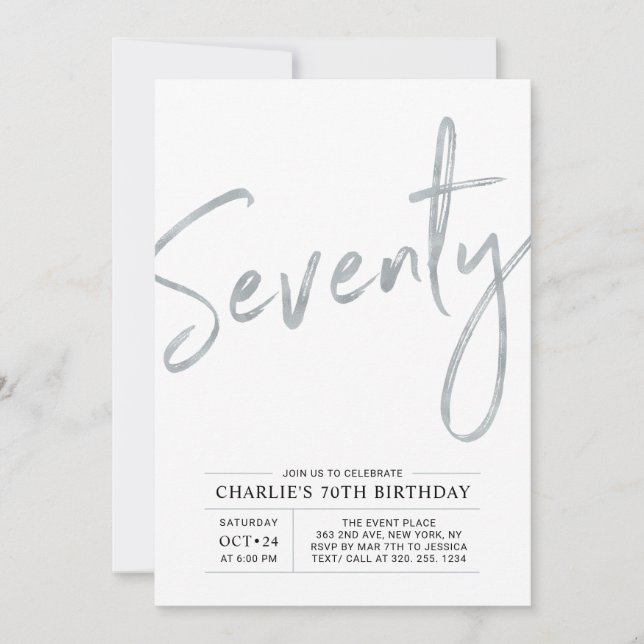 Invitación Setenta | Fiesta de cumpleaños número 70 del cepil (Anverso)