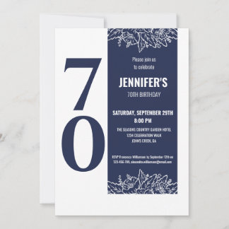 Invitación Setenta Floral Elegante fiesta de cumpleaños 70