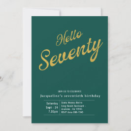 Invitación Setenta Oro Verde Moderno 70 cumpleaños