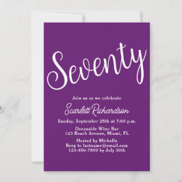 Invitación Setenta Script Otoño Purple 70 cumpleaños