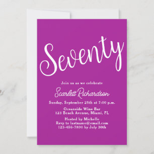 Invitación Setenta Script Partido de Cumpleaños Rosa Oscuro 7