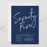 Setenta y cinco | Cumpleaños 75 plateado y azul ma