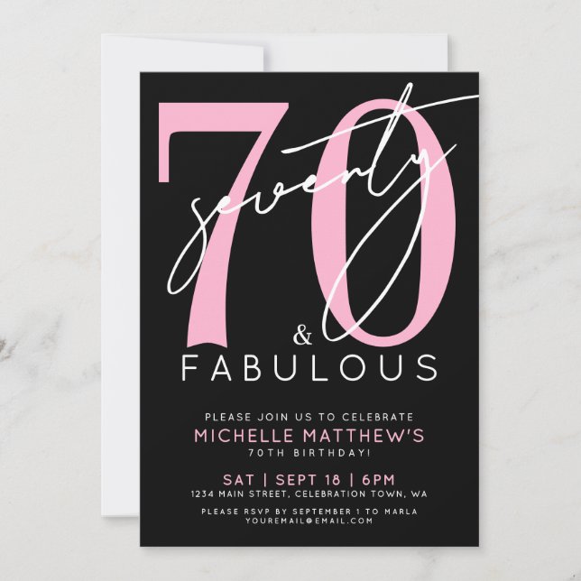 Invitación Setenta y Fabuloso Cumpleaños 70 (Anverso)
