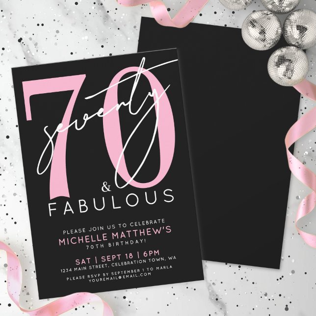 Invitación Setenta y Fabuloso Cumpleaños 70 (Seventy And Fabulous 70th Birthday Party Invitation)