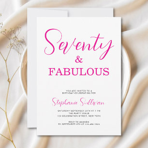 Invitación Setenta y Fabuloso Cumpleaños 70 Rosa