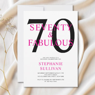 Invitación Setenta y Fabuloso Cumpleaños 70 Rosa