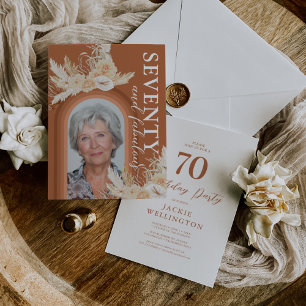 Invitación Setenta y fabuloso cumpleaños boho quemado naranja