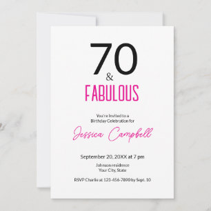 Invitación Setenta y Fabuloso Cumpleaños Mínimo 70