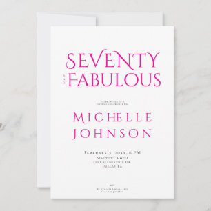 Invitación Setenta y Fabuloso Fiesta Mínima de Cumpleaños 70