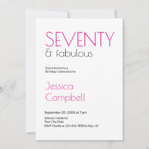 Invitación Setenta y Fabuloso Moderno Cumpleaños 70