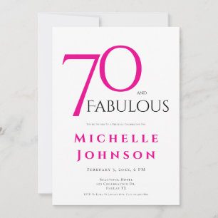 Invitación Setenta y Fabuloso Rosa Mínimo Cumpleaños 70
