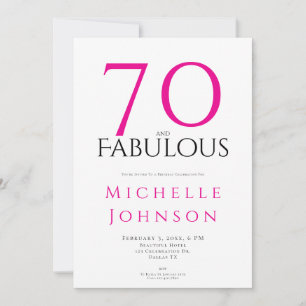 Invitación Setenta y Fabuloso Rosa Mínimo Cumpleaños 70