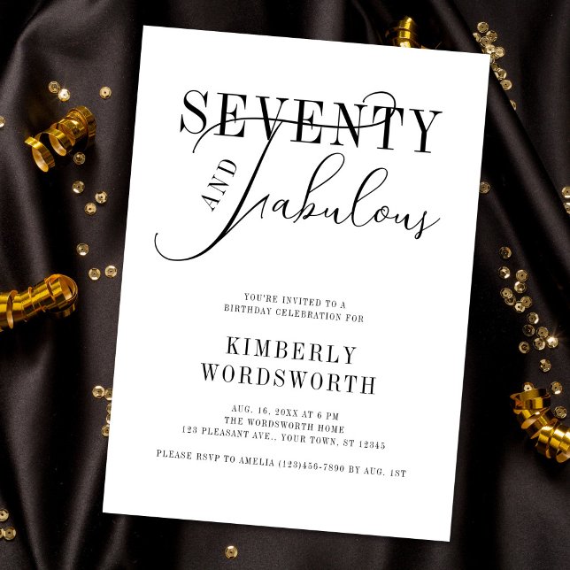 Invitación Setenta y Fabuloso Script Mínimo Cumpleaños 70 (Subido por el creador)