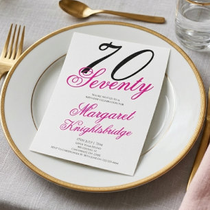 Invitación Setenta y Fabuloso Script Rosa Cumpleaños 70